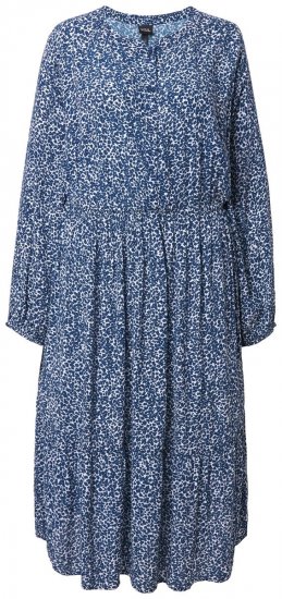 Ulla Popken 844594 Gebloemde midi-jurk Donkerblauw - Midi jurken - Midi jurken in grote maten