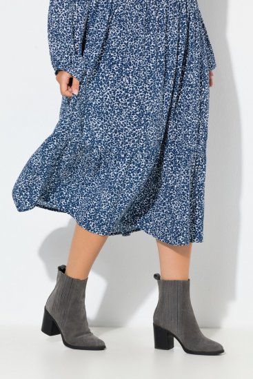 Ulla Popken 844594 Gebloemde midi-jurk Donkerblauw - Midi jurken - Midi jurken in grote maten