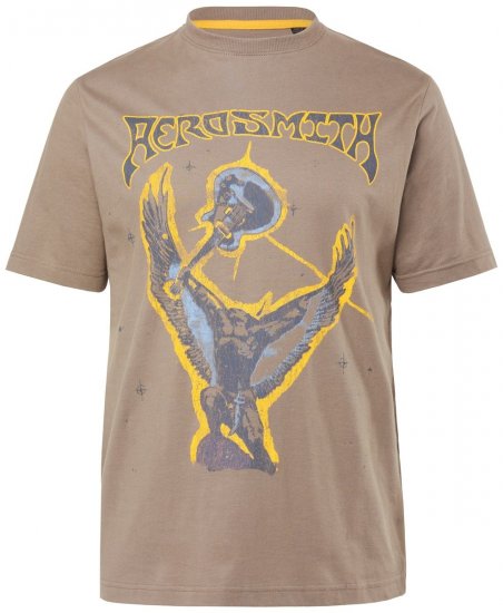 JP1880 844644 Aerosmith T-shirt Donkertaupe - Band T-shirts - Band T-shirts in grote maten