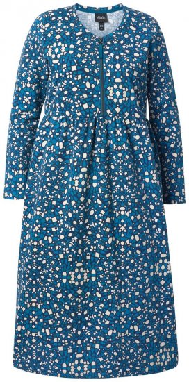 Ulla Popken 844722 Bedrukte sweatjurk Petrol - Sweatjurken - 