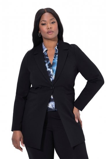 Ulla Popken 844842 Jersey blazer Zwart - Blazers - Blazers in grote maten voor dames