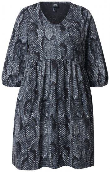 Ulla Popken 844945 Bedrukte jersey jurk Zwart - Jersey jurken - 
