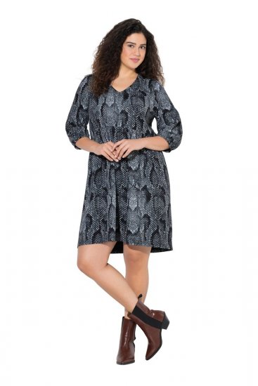 Ulla Popken 844945 Bedrukte jersey jurk Zwart - Jersey jurken - 