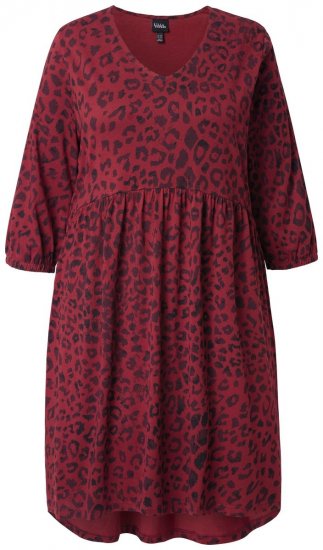 Ulla Popken 844945 A-lijn jersey jurk met V-hals Pruim - Jersey jurken - 