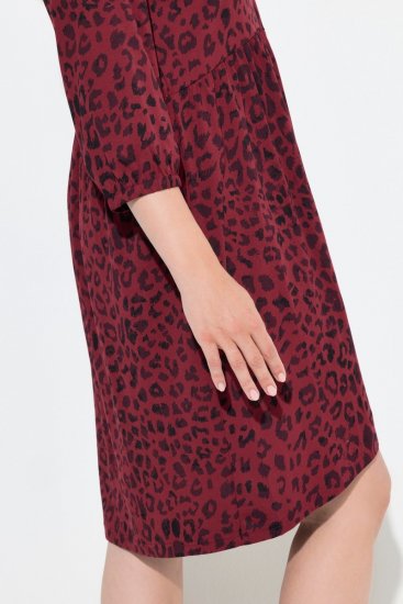 Ulla Popken 844945 A-lijn jersey jurk met V-hals Pruim - Jersey jurken - 