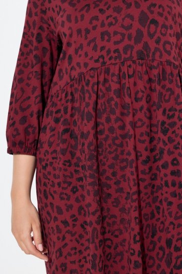 Ulla Popken 844945 A-lijn jersey jurk met V-hals Pruim - Jersey jurken - 