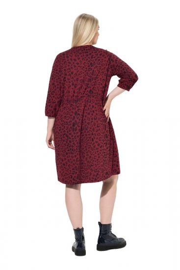 Ulla Popken 844945 A-lijn jersey jurk met V-hals Pruim - Jersey jurken - 