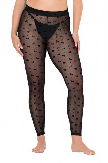 Ulla Popken 844970 Bedrukte panty legging Zwart - Panty's & sokken - 