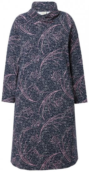 Ulla Popken 844993 Bedrukte sweatjurk Donkerblauw - Sweatjurken - 
