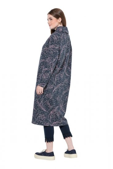 Ulla Popken 844993 Bedrukte sweatjurk Donkerblauw - Sweatjurken - 
