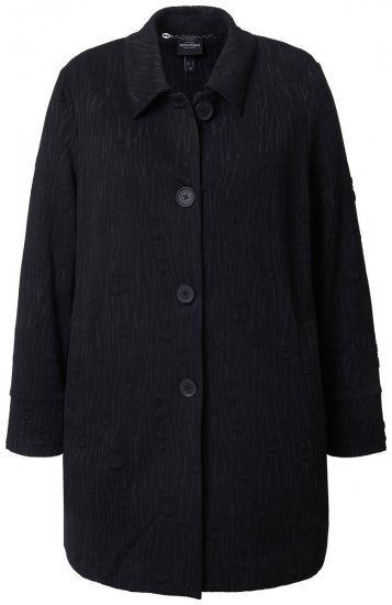 Ulla Popken 845026 Overshirt met zebrastructuur Zwart - Jassen - Damesjassen in grote maten