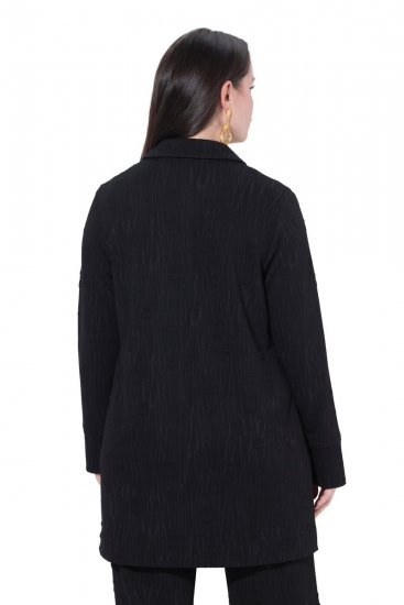 Ulla Popken 845026 Overshirt met zebrastructuur Zwart - Jassen - Damesjassen in grote maten