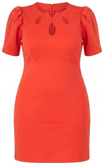 Ulla Popken 845150 Bodycon jurk met korte mouwen Rood - Kleedjes - Jurken in alle maten