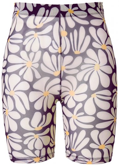 Ulla Popken 845285 Gebloemde anti-schuur shorts Zwart - Anti-schuur shorts - 