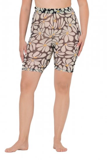 Ulla Popken 845285 Gebloemde anti-schuur shorts Zwart - Anti-schuur shorts - 