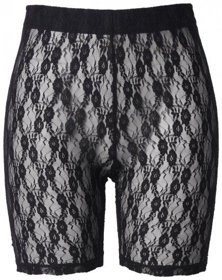 Ulla Popken 845290 Gebloemde anti-schuur shorts met kant Zwart - Anti-schuur shorts - 