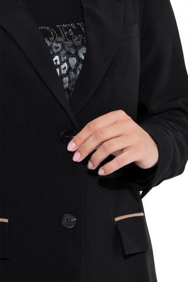 Ulla Popken 845336 Oversized stretch blazer met twee knopen Zwart - Blazers - Blazers in grote maten voor dames