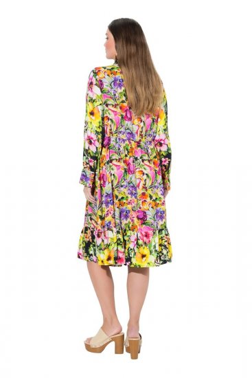Ulla Popken 845512 Gebloemde blousejurk Bessenrood - Midi jurken - Midi jurken in grote maten
