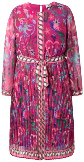 Ulla Popken 845649 Midi-jurk met lange mouwen Bessenrood - Midi jurken - Midi jurken in grote maten