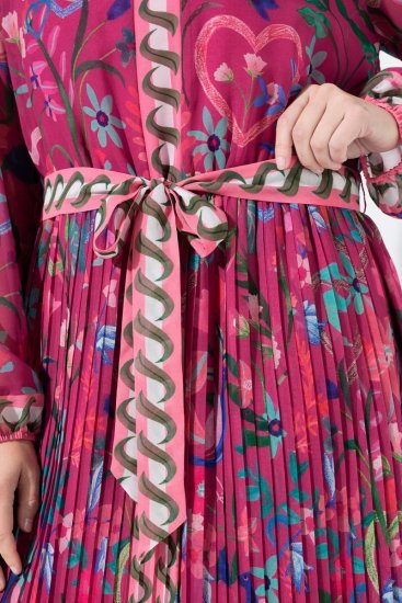 Ulla Popken 845649 Midi-jurk met lange mouwen Bessenrood - Midi jurken - Midi jurken in grote maten