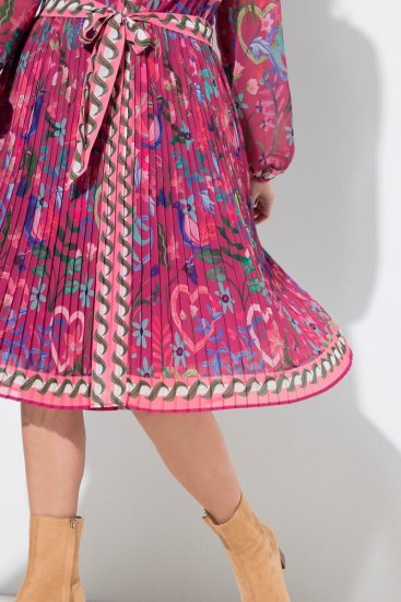 Ulla Popken 845649 Midi-jurk met lange mouwen Bessenrood - Midi jurken - Midi jurken in grote maten