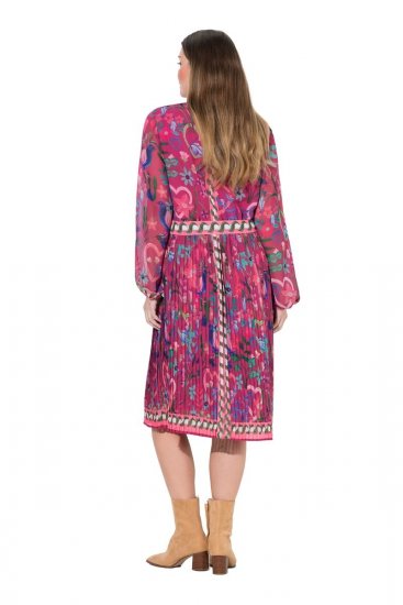 Ulla Popken 845649 Midi-jurk met lange mouwen Bessenrood - Midi jurken - Midi jurken in grote maten
