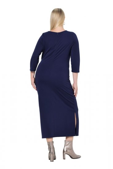 Ulla Popken 845705 Jersey jurk Donkerblauw - Midi jurken - Midi jurken in grote maten