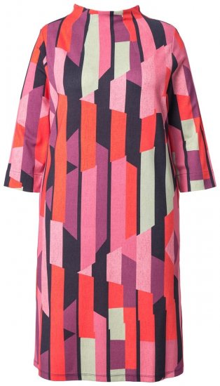 Ulla Popken 845794 Bedrukte jersey jurk Roze - Kleedjes - Jurken in alle maten