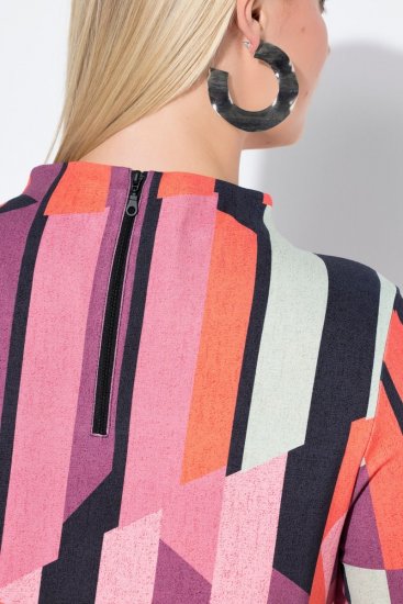 Ulla Popken 845794 Bedrukte jersey jurk Roze - Kleedjes - Jurken in alle maten