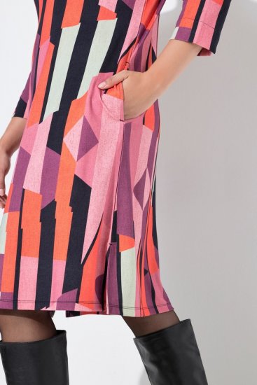 Ulla Popken 845794 Bedrukte jersey jurk Roze - Kleedjes - Jurken in alle maten