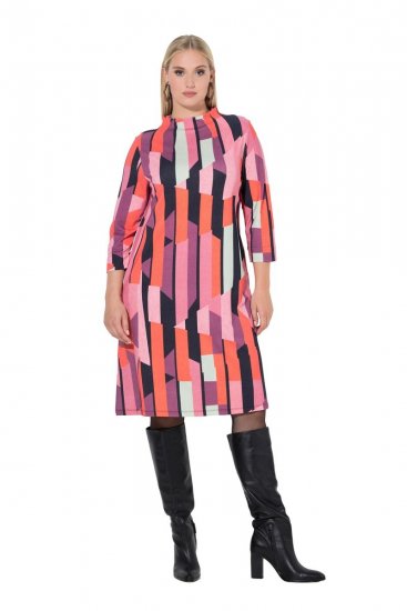 Ulla Popken 845794 Bedrukte jersey jurk Roze - Kleedjes - Jurken in alle maten