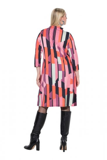Ulla Popken 845794 Bedrukte jersey jurk Roze - Kleedjes - Jurken in alle maten