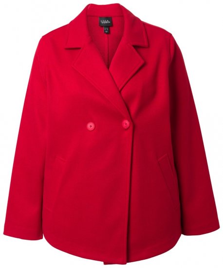 Ulla Popken 846021 Fleece jas Rood - Jassen - Jassen in grote maten