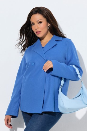Ulla Popken 846021 Fleece jas Blauw - Jassen - Jassen in grote maten