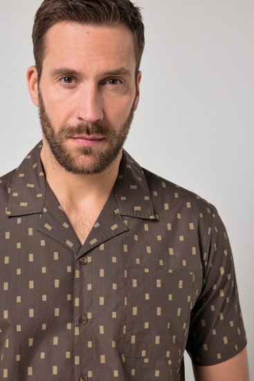 JP1880 Boxy Cuba Short Sleeve Shirt Brown - Overhemden - Overhemden Grote Maten Heren