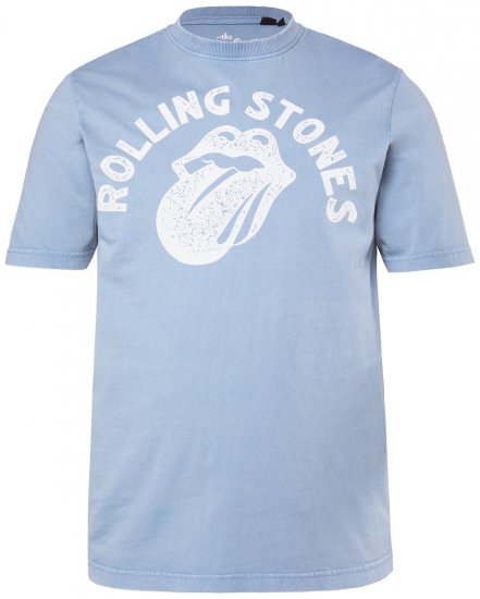 JP1880 846221 Rolling Stones Tongue T-shirt Lichtblauw - Band T-shirts - Band T-shirts in grote maten