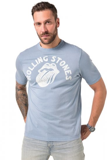 JP1880 846221 Rolling Stones Tongue T-shirt Lichtblauw - Band T-shirts - Band T-shirts in grote maten