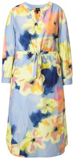 Ulla Popken 846330 Gebloemde maxi-jurk Lichtblauw - Maxi jurken - Maxi jurken in grote maten
