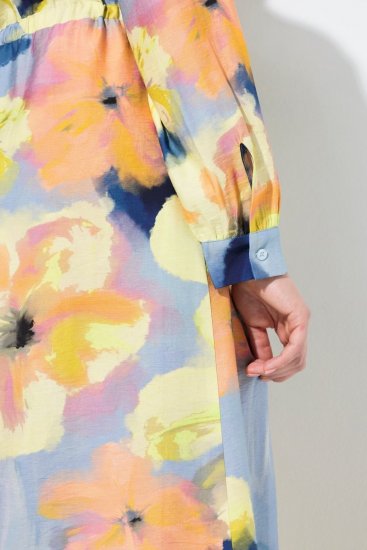 Ulla Popken 846330 Gebloemde maxi-jurk Lichtblauw - Maxi jurken - Maxi jurken in grote maten