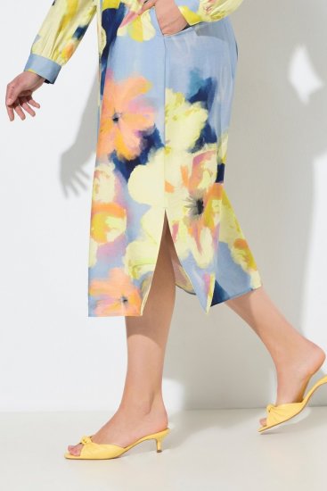 Ulla Popken 846330 Gebloemde maxi-jurk Lichtblauw - Maxi jurken - Maxi jurken in grote maten