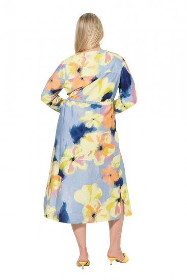 Ulla Popken 846330 Gebloemde maxi-jurk Lichtblauw - Maxi jurken - Maxi jurken in grote maten