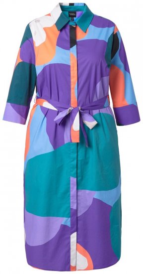 Ulla Popken 846351 Bedrukte blousejurk Lila - Midi jurken - Midi jurken in grote maten