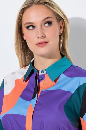 Ulla Popken 846351 Bedrukte blousejurk Lila - Midi jurken - Midi jurken in grote maten