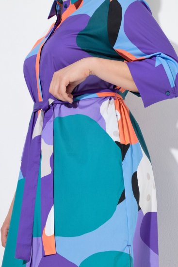 Ulla Popken 846351 Bedrukte blousejurk Lila - Midi jurken - Midi jurken in grote maten