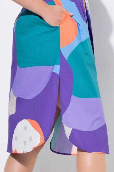 Ulla Popken 846351 Bedrukte blousejurk Lila - Midi jurken - Midi jurken in grote maten