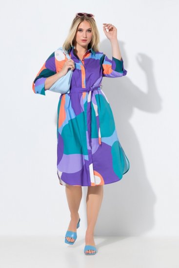 Ulla Popken 846351 Bedrukte blousejurk Lila - Midi jurken - Midi jurken in grote maten
