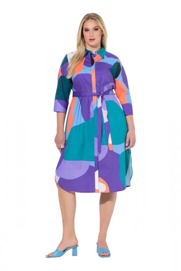 Ulla Popken 846351 Bedrukte blousejurk Lila - Midi jurken - Midi jurken in grote maten