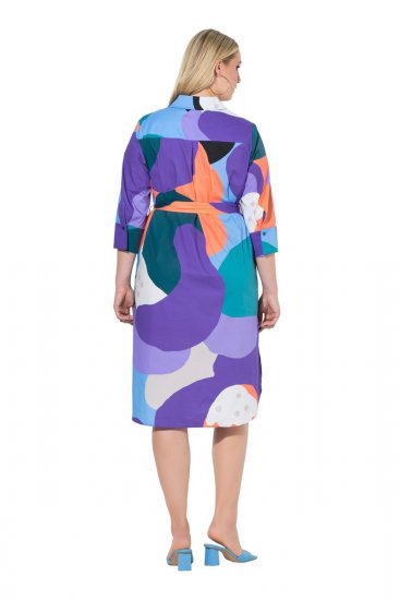 Ulla Popken 846351 Bedrukte blousejurk Lila - Midi jurken - Midi jurken in grote maten