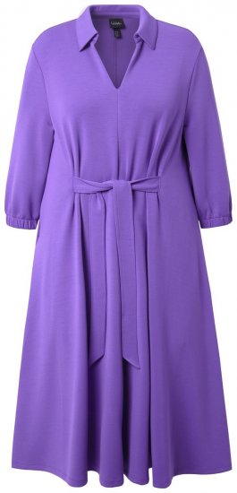 Ulla Popken 846373 A-lijn sweatjurk met driekwartmouwen Lila - Kleedjes - Jurken in alle maten