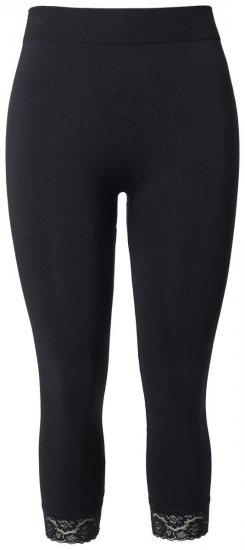 Ulla Popken 846491 3/4 panty legging met kant Zwart - Panty's & sokken - 